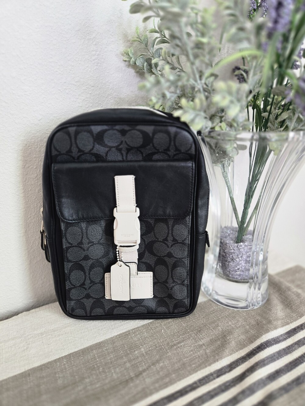 Coach Track Pack In Signature Canvas, Style C6645, Gunmetal/Charcoal Chalk - Picture 4 of 17